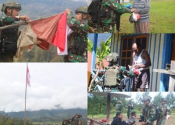 Bahagia Rakyat Bahagia TNI, Satgas Buaya Putih Berikan Bantuan Sembako dan Pakaian