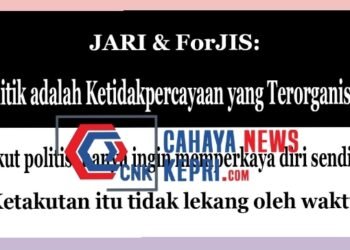 JARI & ForJIS: Politik Adalah Ketidakpercayaan yang Terorganisir?Indra Darmawan – JARI & ForJIS, “Takut Politisi Hanya Ingin Memperkaya Diri Sendiri? Ketakutan Itu Tidak Lekang Oleh Waktu.”