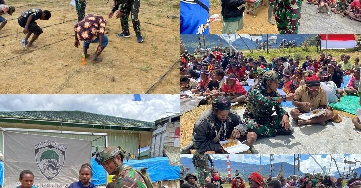 Semarakkan HUT RI Ke-79, Ksatria Yonif 323 Buaya Putih Gelar Lomba dan Makan Bersama