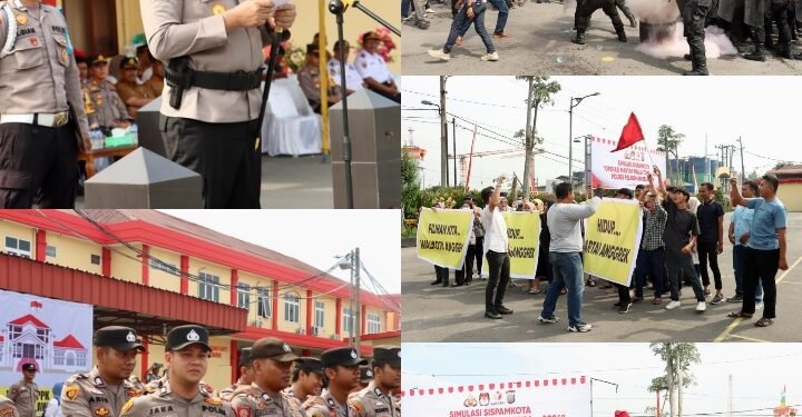 Polres Pelabuhan Belawan Gelar Simulasi Sispamkota Operasi Mantap Praja 2024