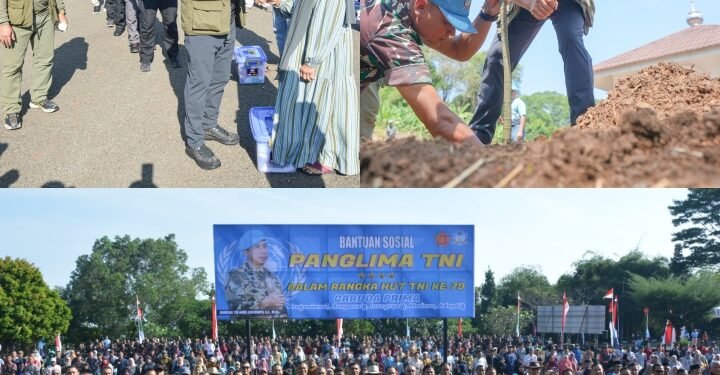 Komandan PMPP TNI Dampingi Panglima TNI Bagikan Paket Sembako Kepada Masyarakat di Markas Pasukan Perdamaian Dunia