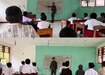 Peduli Pendidikan, Satgas Pamtas Yonif 131/BRS Mengajar Siswa di Perbatasan