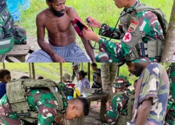 Peduli Terhadap Kesehatan Masyarakat, Satgas Yonif 131/BRS Rutin Melaksanakan Pengobatan Gratis