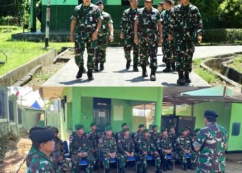Satgas Pamtas Yonif 131/BRS Terima Kunjungan Tim Ditrah Komhan Ditjen Strahan Kemhan