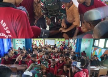 Satgas Yonif 131/BRS Berikan Penyuluhan Kesehatan Kepada Siswa Sekolah di Perbatasan RI-PNG