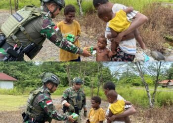 Komsos Marinir Habema Disambut Gembira Warga Tomonsatu