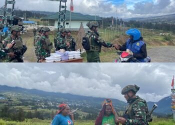 Jum’at Berkah di Papua, Satgas Yonif 323 Buaya Putih Bagikan Makan Siang Gratis untuk Masyarakat Pedalaman