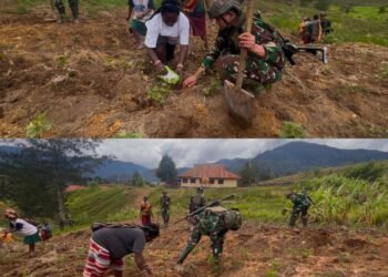Manunggal Dengan Rakyat, TK Gome Satgas Mobile Yonif 323 Wujudkan Ketahanan Pangan Bersama Masyarakat
