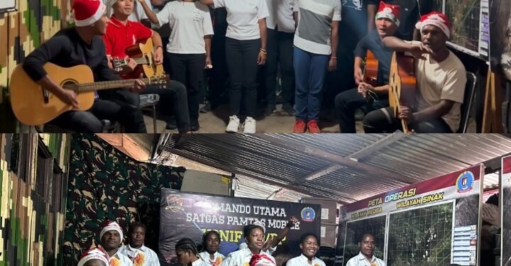 Satgas Mobile Yonif 323/BP bersama Murid SMA Ilaga ikuti Lomba Vocal Group Daring ”Suara Nusantara’ di hadapan Bapak KASAD”