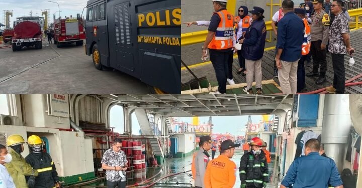 Respon Cepat Polda Kepri Tangani Kebakaran Kapal Yang Terjadi di Dermaga Roro Telaga Punggur 