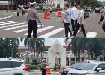 Jum’at Berkah: Lantas Polresta Bandara Bantu Pengamanan Kegiatan Sholat Jum’at di Masjid Nurul Barkah Bandara Soekarno Hatta