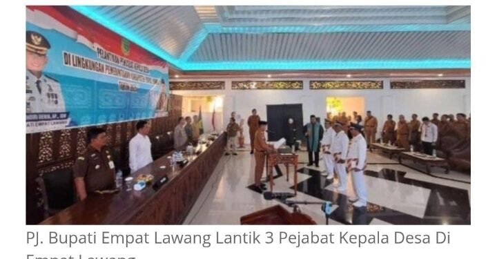 PJ. Bupati Empat Lawang Lantik 3 Pejabat Kepala Desa di Empat Lawang.