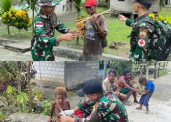Satgas Yonif 131/BRS Patroli Pelayanan Kesehatan Untuk Masyarakat Papua