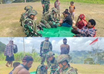 Jalin Silaturahmi, Pos Pintu Jawa Satgas 700 Laksanakan Anjangsana ke Kampung Wombru Distrik Sinak