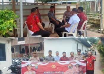 Polsek Sungai Beduk Laksanakan Himbauan Kamtibmas Melalui Kegiatan Minggu Kasih, Bersama Jemaat Gereja Katholik  Paroki ST, Hilarius Kel. Mangsang