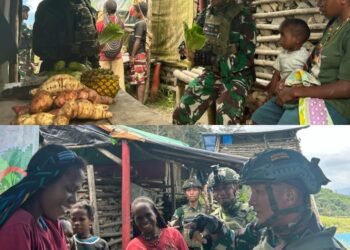 Pos Satgas TNI di Pintu Jawa Jadi Pasar Dadakan, Ramai Dikunjungi Mama-Mama Kampung Gelegi.
