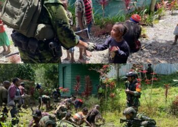 Tangan-Tangan Bersatu di Beoga: Satgas TNI Mengukir Syukur dalam Karya Bakti Hari Masuk Injil