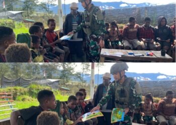 Dari Balai ke Mimpi, Personil Satgas TNI “Serda Marwan” Menyalakan Lentera Ilmu untuk Anak Papua