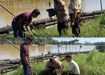 Bhabinkamtibmas Desa Merangin Tanam Pohon Bersama Warga, Jalin Silaturahmi dan Jaga Kamtibmas