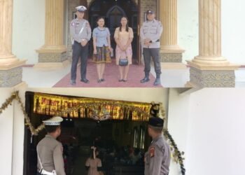 Personel Polres Rohil Pengamanan Gereja   untuk Kegiatan Ibadah Kenaikan Isa Al-Masih