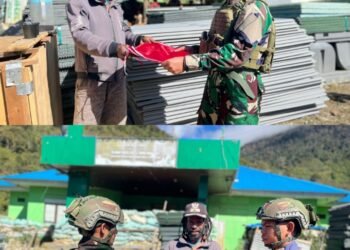 Merah Putih di Ujung Negeri: Satgas TNI dan Warga Amungi Satukan Hati di Balai Desa