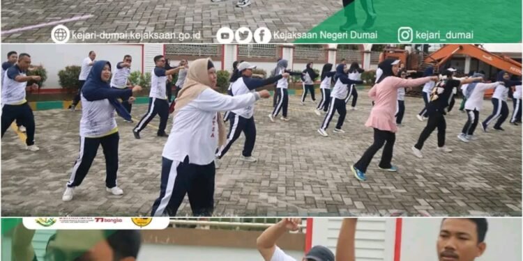 Tingkatkan Kebugaran dan Semangat Kerja, Kejari Dumai Gelar Senam Pagi Bersama