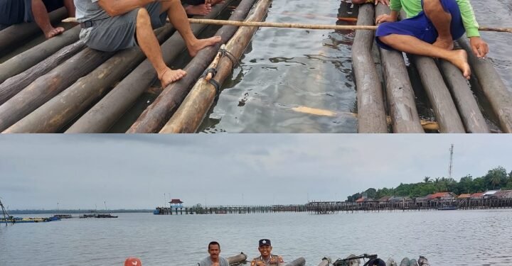 Kapolsubsektor Bakong Bersama Masyarakat Nelayan Desa Bakong Goro Gandeng Pancang Kelong Ikan Teri.