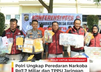 Polda Jambi Bongkar Jaringan Narkoba Rp7,7 Miliar: Empat Tersangka Ditangkap, Satu Terlibat TPPU