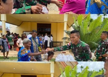 Berbagi Kasih di Hari Minggu, Satgas Yonif 131/Brajasakti Hangatkan Hati Warga Papua