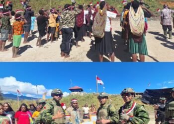 Merah Putih Berkibar di Lokasi Pengungsian: Satgas Yonif 700/Wyc dan Warga Eronggobak Rayakan HUT ke-80 RI dengan Semangat Persatuan
