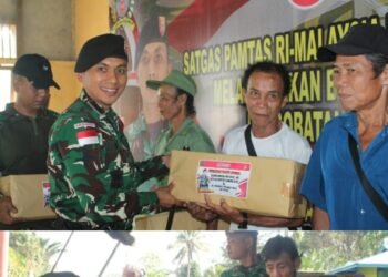 Sentuhan TNI di Perbatasan, Satgas Pamtas Yonkav 3/AC Laksanakan Bakti Sosial