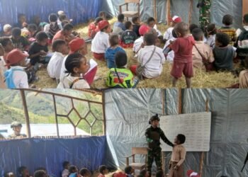 Satgas Yonif 700/WYC Jadi Guru Darurat, Ukir Senyum dan Ilmu di SD Mayuberi