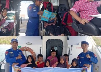 Ditpolairud Polda NTB Gelar Kegiatan Klinik dan Perpustakaan Terapung di Perairan Pantai Pasir Putih Maluk
