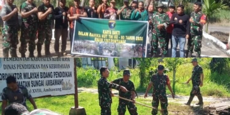 TNI dan Masyarakat Gelar Karya Bakti Bersama Sambut HUT ke-80 di Kubu Raya
