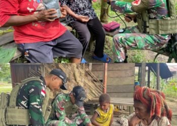 Satgas Yonif 131/Brajasakti Gelar Pelayanan Kesehatan di Perbatasan Papua
