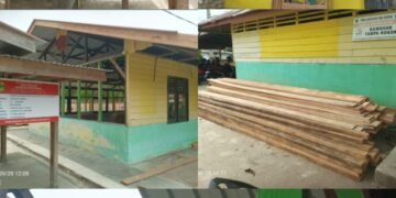 Rehab Tiga Lokal Gedung SDN.011 Tanjung Harapan Menyerap Anggaran Fantastis, “Ini Penjelasan Pekerja”.