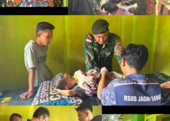 Dalam Rangka HUT TNI ke-80, Satgas Pamtas RI-Malaysia Yonarhanud 1 Kostrad Gelar Sunatan Massal di Pos Sentabeng
