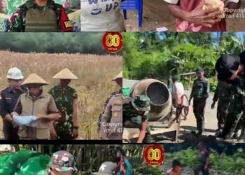 Dalam Rangka HUT TNI Ke-80 Satgas Pamtas Kewilayahan Yonif 410/Alg Gelar Kegiatan Pembangunan Fasum dan Bakti Sosial di Wilayah Penugasan