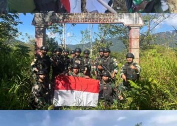 Tanamkan Persatuan dan Cinta Tanah Air, Satgas Kewilayah Yonif 410/Alugoro Gelar Pemasangan Bendera Merah Putih Serentak di Distrik Wilayah Penugasan