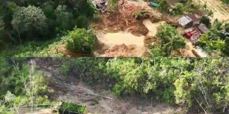 Situasi Terkini Longsor Parsikaman KM 38: Akses Terputus Total, Tim Bid TIK Polda Sumut Lakukan Pemantauan Udara