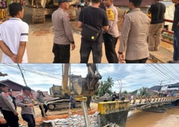 Akses Antarwilayah Pulih, Brimob Sumut Rampungkan Perbaikan Jembatan Halangan dalam 3 Hari