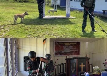 Tingkatkan Toleransi Beragama, Satgas Pamtas Kewilayahan RI-PNG Yonif 410 Alugoro Laksanakan Rehabilitasi Gereja di Perbatasan Papua 