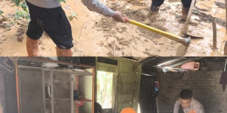Quick Response Brimob Polda Sumut Bersihkan Material Longsor, Warga Adiankoting Ucapkan Terima Kasih