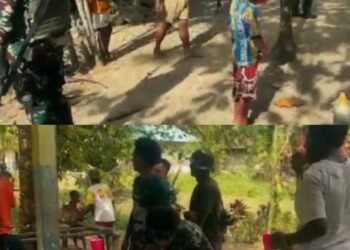 ‎Satgas Pamtas RI-PNG Yonif 763/SBA Pos Yembun Laksanakan Karya Bhakti Bersama Masyarakat Menyambut Hari Natal