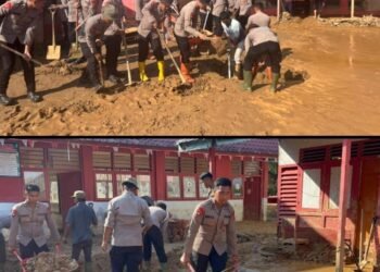 Sekolah Terdampak Bencana Dibersihkan, Polda Sumut Fokus Pulihkan Dunia Pendidikan