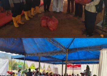 Polres Tapteng Fasilitasi Perayaan Natal Bersama Pengungsi Korban Bencana Alam di Hutanabolon