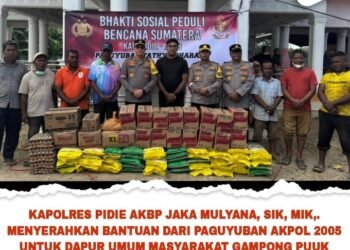 Kapolres Pidie Salurkan Bantuan Akpol 2005 Untuk Warga Terdampak Banjir di Kabupaten Pidie