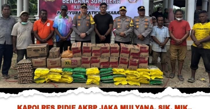 Kapolres Pidie Salurkan Bantuan Akpol 2005 Untuk Warga Terdampak Banjir di Kabupaten Pidie