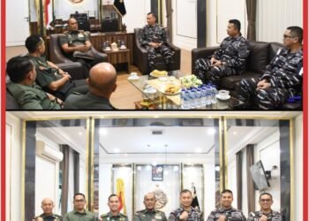 Danrem 044/Gapo Terima Silaturahmi Pejabat Danlanal Palembang yang Baru