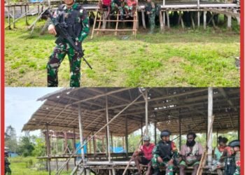 Satgas Pamtas Kewilayahan Yonif 410 Alugoro Laksanakan Komsos di Kampung Sanguwar